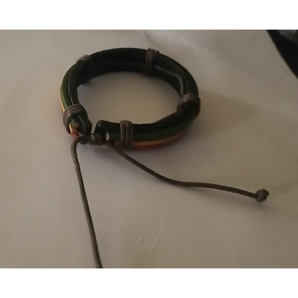 Adjustable Rasta Reggae Bracelet Multicolor - Picture 6 of 13